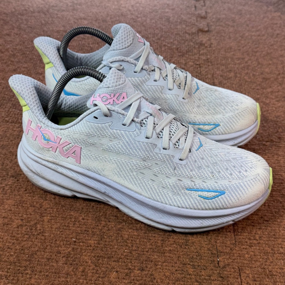 gym Hoka Clifton 9 Wide Womens Running Shoes Glass Illusion Blue Pink 9D 1132211